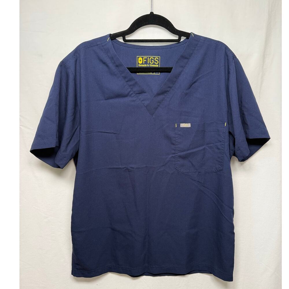 Figs Threads for Threads Men's Scrub Top, Navy Blue, Size Large
